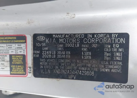 2017 Kia Soul z USA, uszkodzony, nr VIN KNDJN2A24H7429808